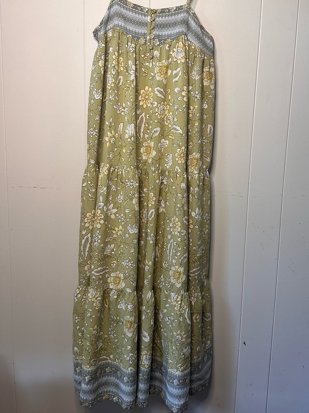 Bohemian Olive Floral Tiered Maxi Skirt